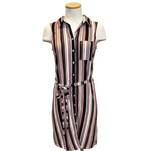 Streetwear Society Striped Button Up Shirt Dress-XSmall/Small